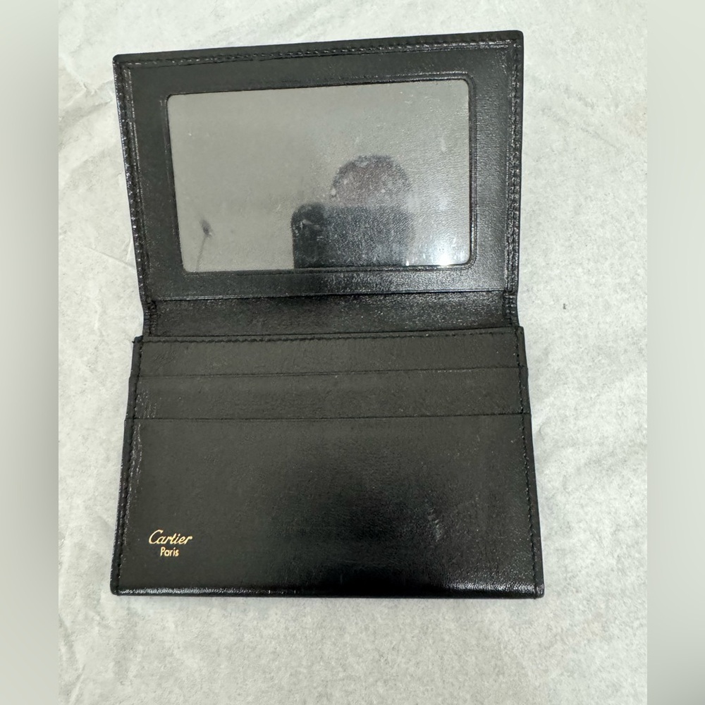 Cartier Pasha de Cartier Card Holder Card Case Black Leather Wallet AUTHENTIC - Picture 7 of 10